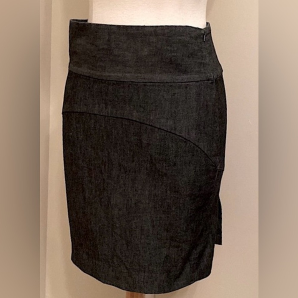 Gap Denim Charcoal Black Wide Waist Back Slit Casual Jean Skirt Size 6 - Picture 4 of 13